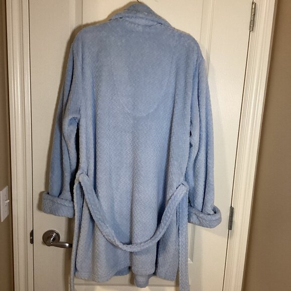 Jessica Women's Short Bathrobe Soft Plush Blue Housecoat Size M Warm Cozy Robe - Picture 5 of 7